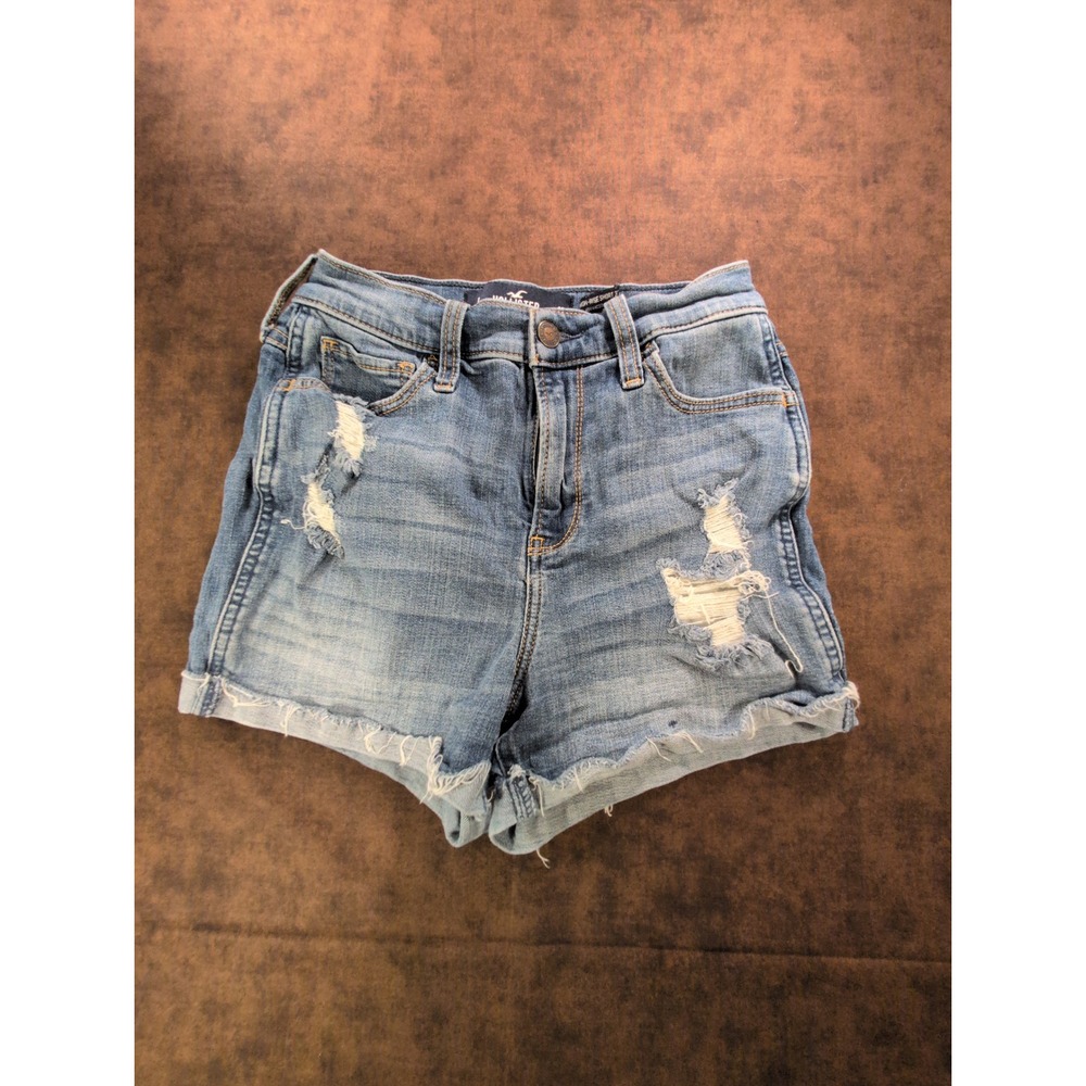 Hollister Ultra High‎ Rise Short 3 Advanced Stretch Distressed Denim Blue W25 1